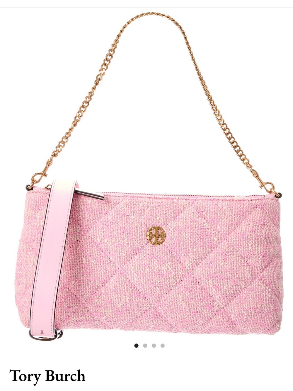 New! Tory Burch Willa tweed zip Shoulder Bag